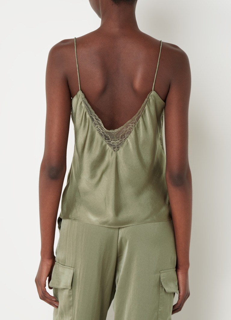 ba&sh Clarisse satin spaghetti top with lace insert