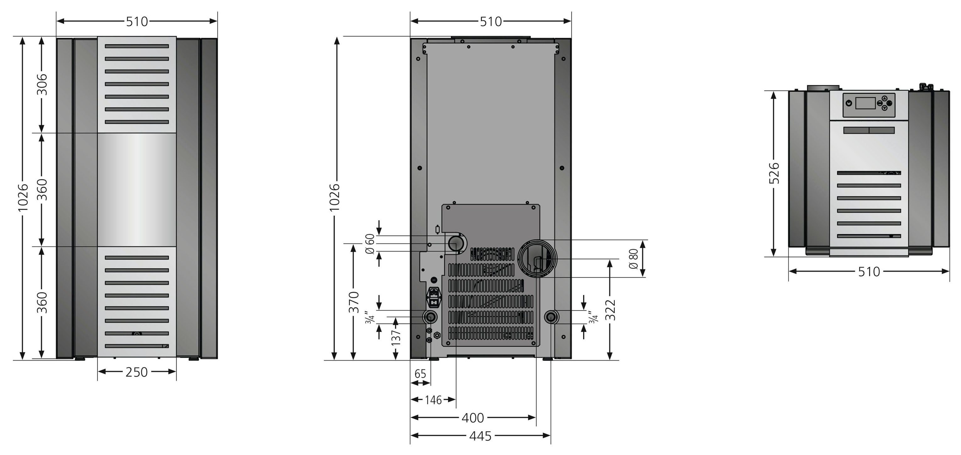 JUSTUS Pelletofen Sirkos Aqua 2.0, 9,4 kW, Zeitbrand, wasserführend