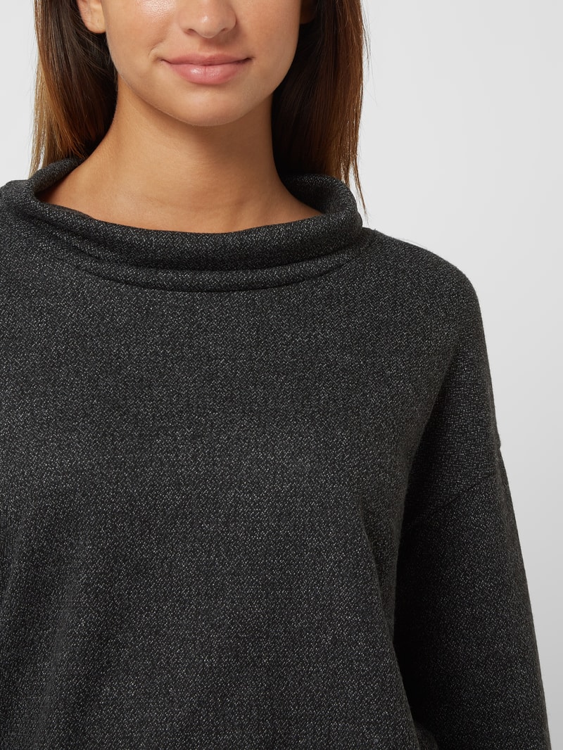 Sweatshirt in Salz-und-Pfeffer-Optik in schwarz