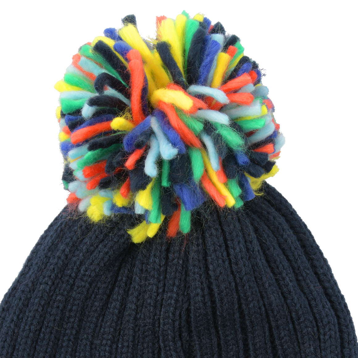Kinder Strickmütze mit bunten Bommel