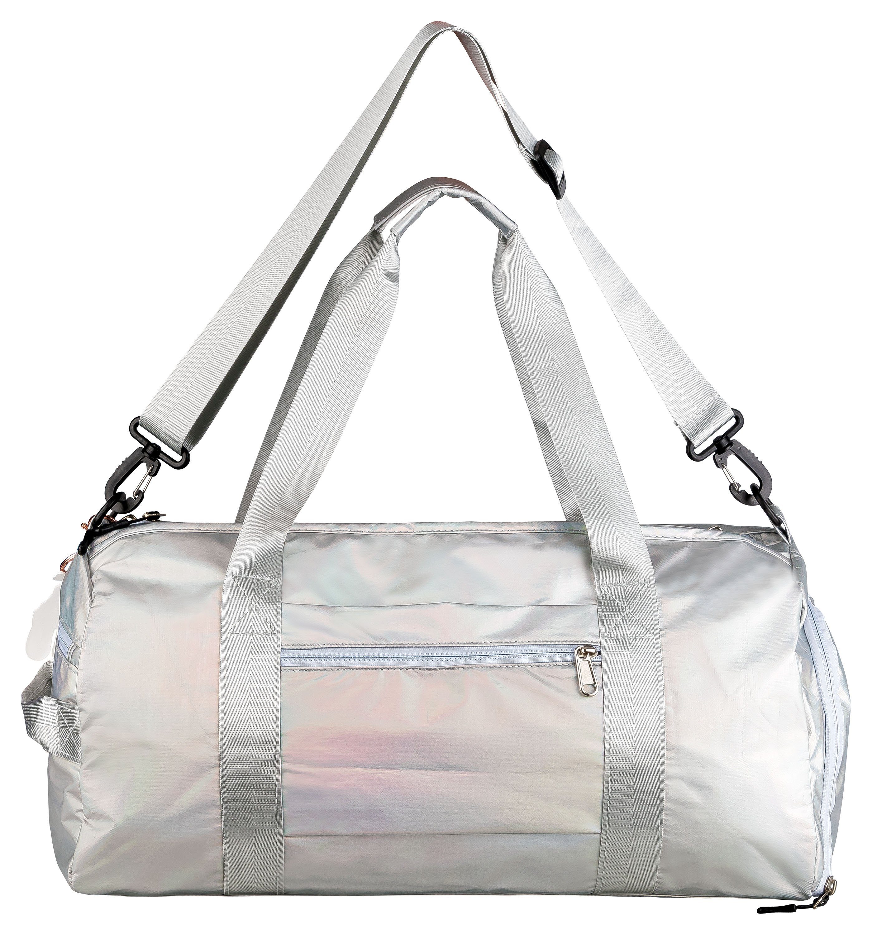 tanzmuster Sporttasche Ballett Tasche silber, mit Ballettschuhe Aufdruck