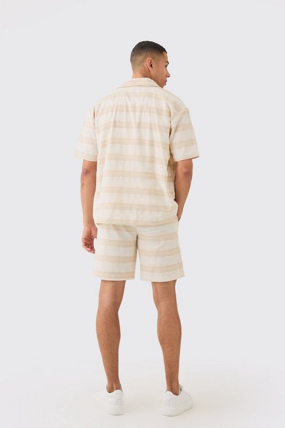 Oversized Short Sleeve Open Weave Shirt & Short Set