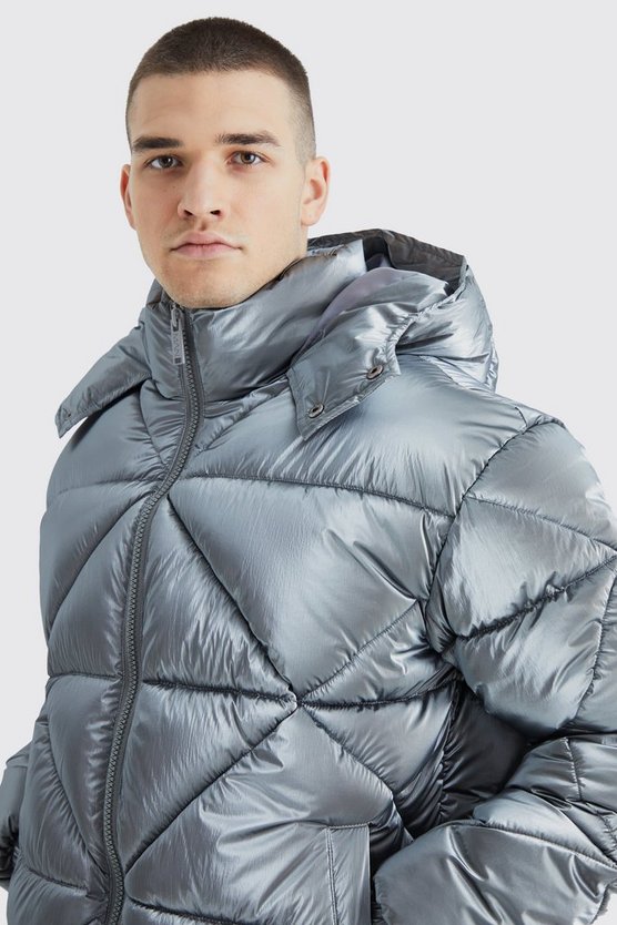 Tall kastige Metallic Steppjacke