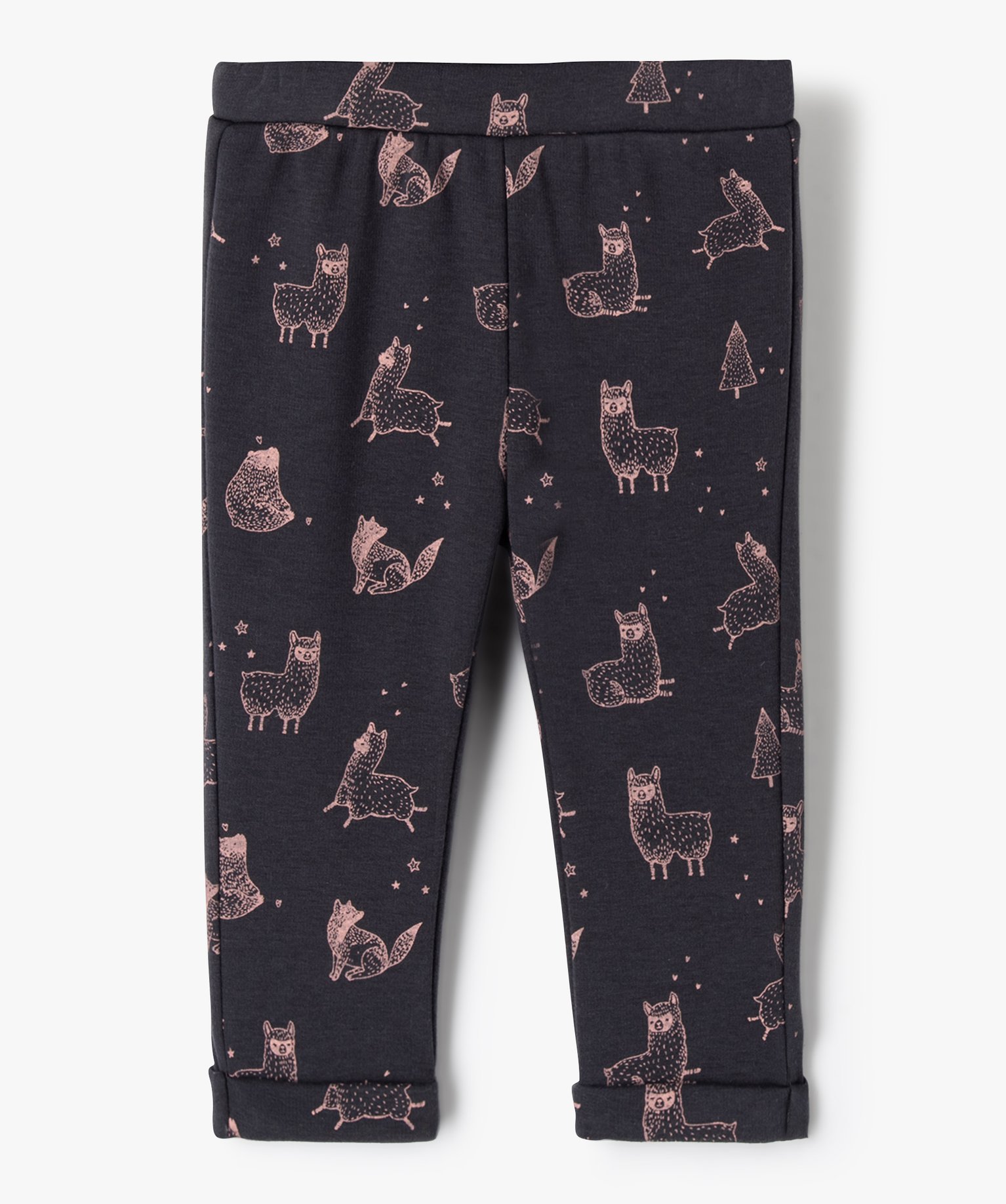 Pantalon bébé fille en maille avec intérieur peluche multicolore | GEMO