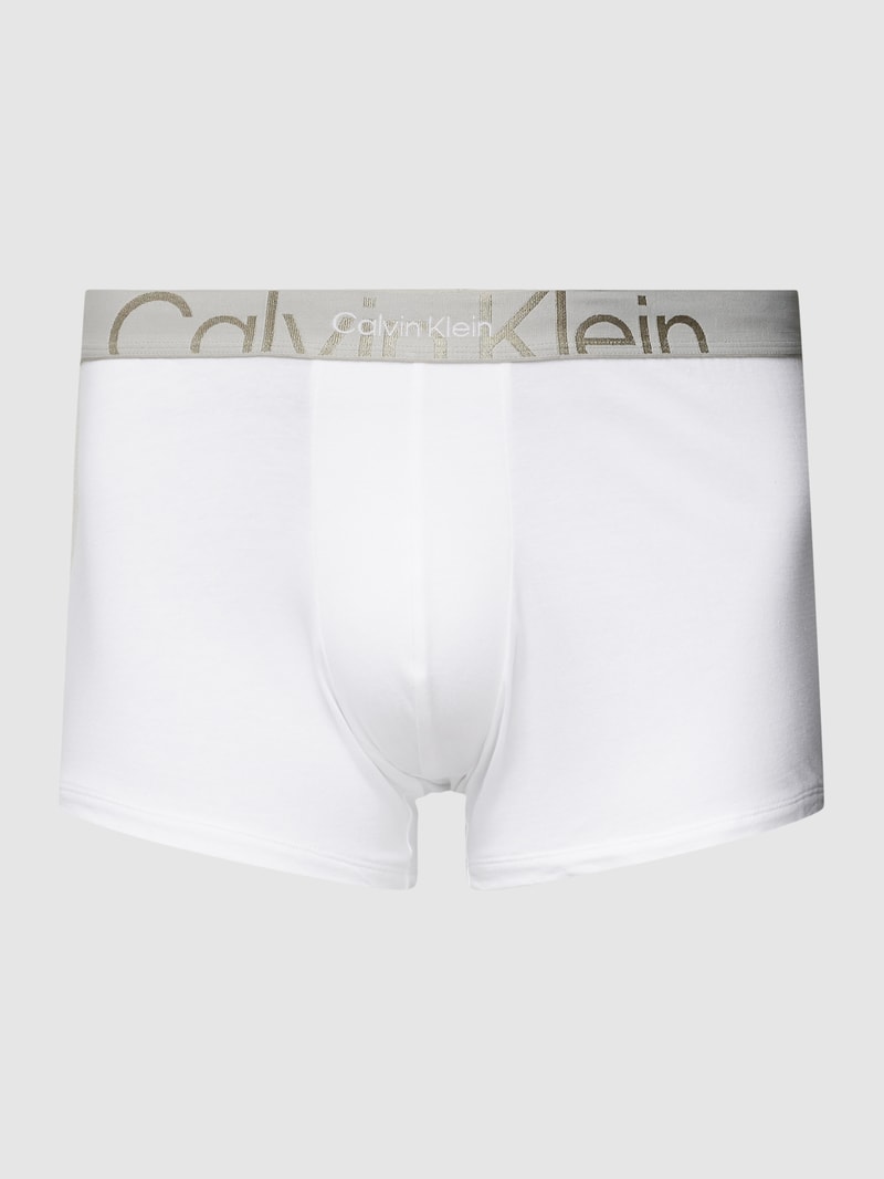 PLUS SIZE Trunks mit mittelhohem Bund und Label-Muster in weiß