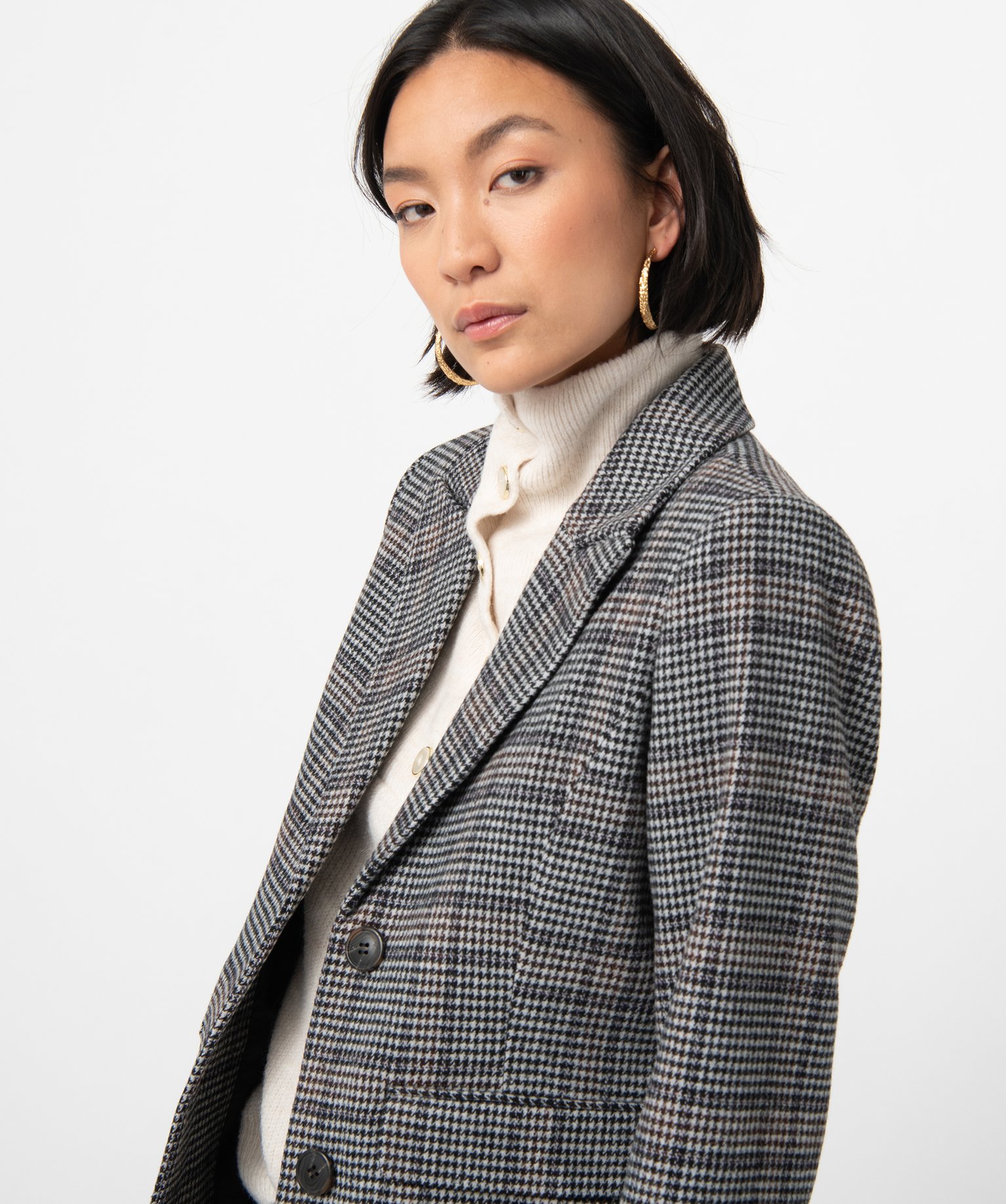 Manteau femme à motif pied de poule carreaux | GEMO