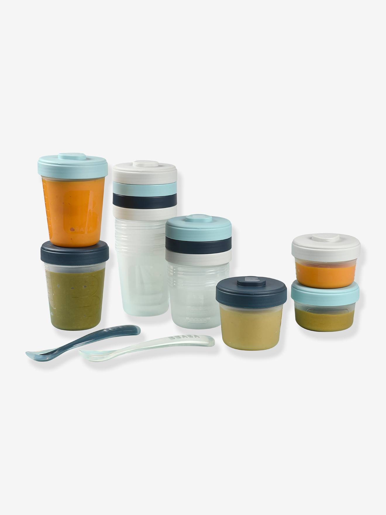 Beaba Erste-Mahlzeit-Set, 12 Portionsbehälter mit 2 Löffeln BEABA - rosa/farblich sortiert (eucaly