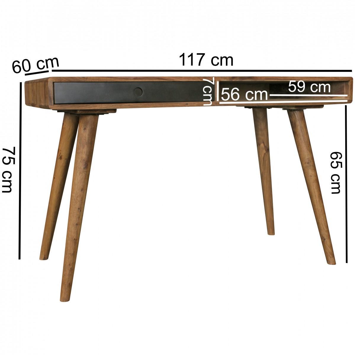 Wohnling Schreibtisch REPA Massivholz Schwarz