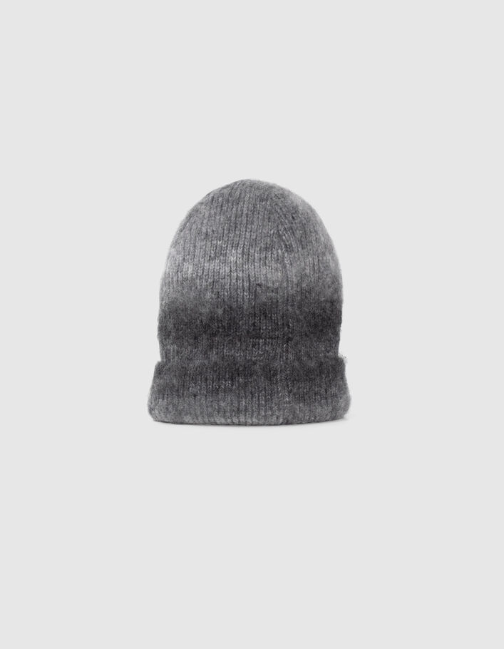 Bonnet gris tricot côtelé effet deep dye fille