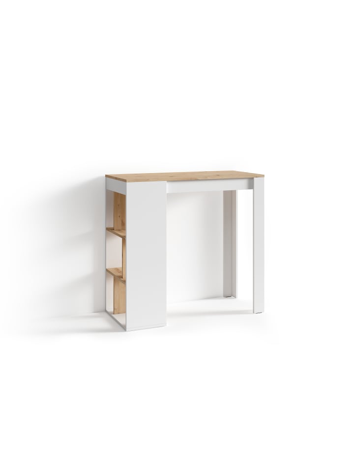 byLiving Bartisch Moby in Weiß / Artisan Eiche - (B) 110 x (H) 104 x (T) 50 cm günstig kaufen onesize