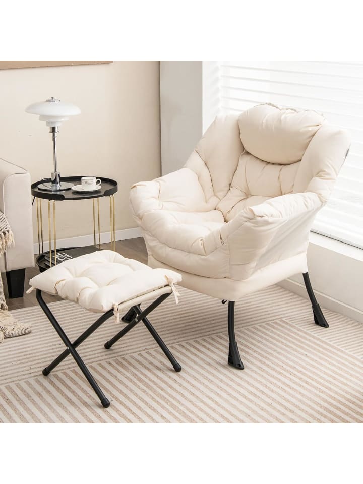 COSTWAY Relaxsessel mit Hocker in Beige günstig kaufen onesize