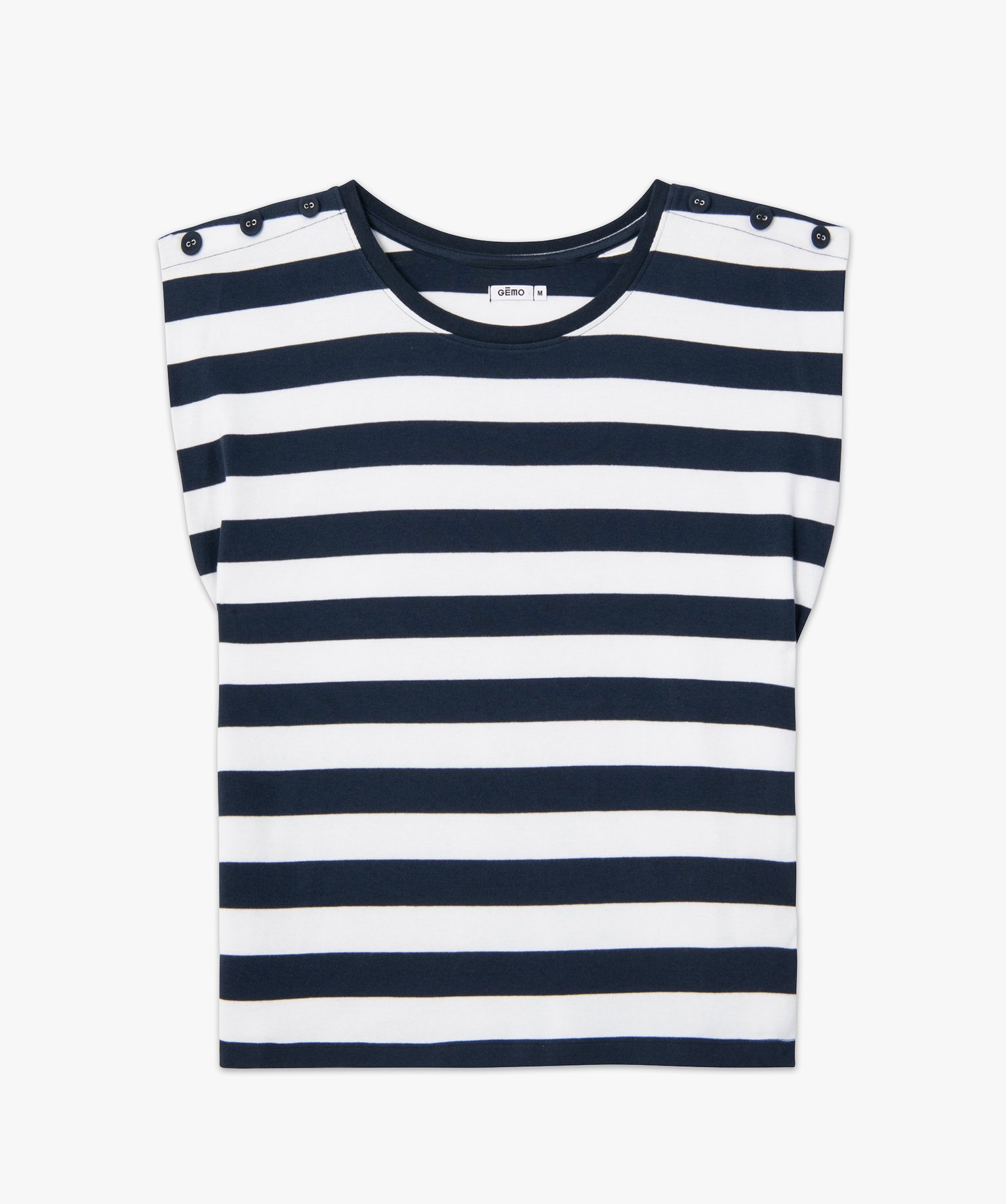 Tee-shirt femme rayé sans manches à épaulettes raye | GEMO
