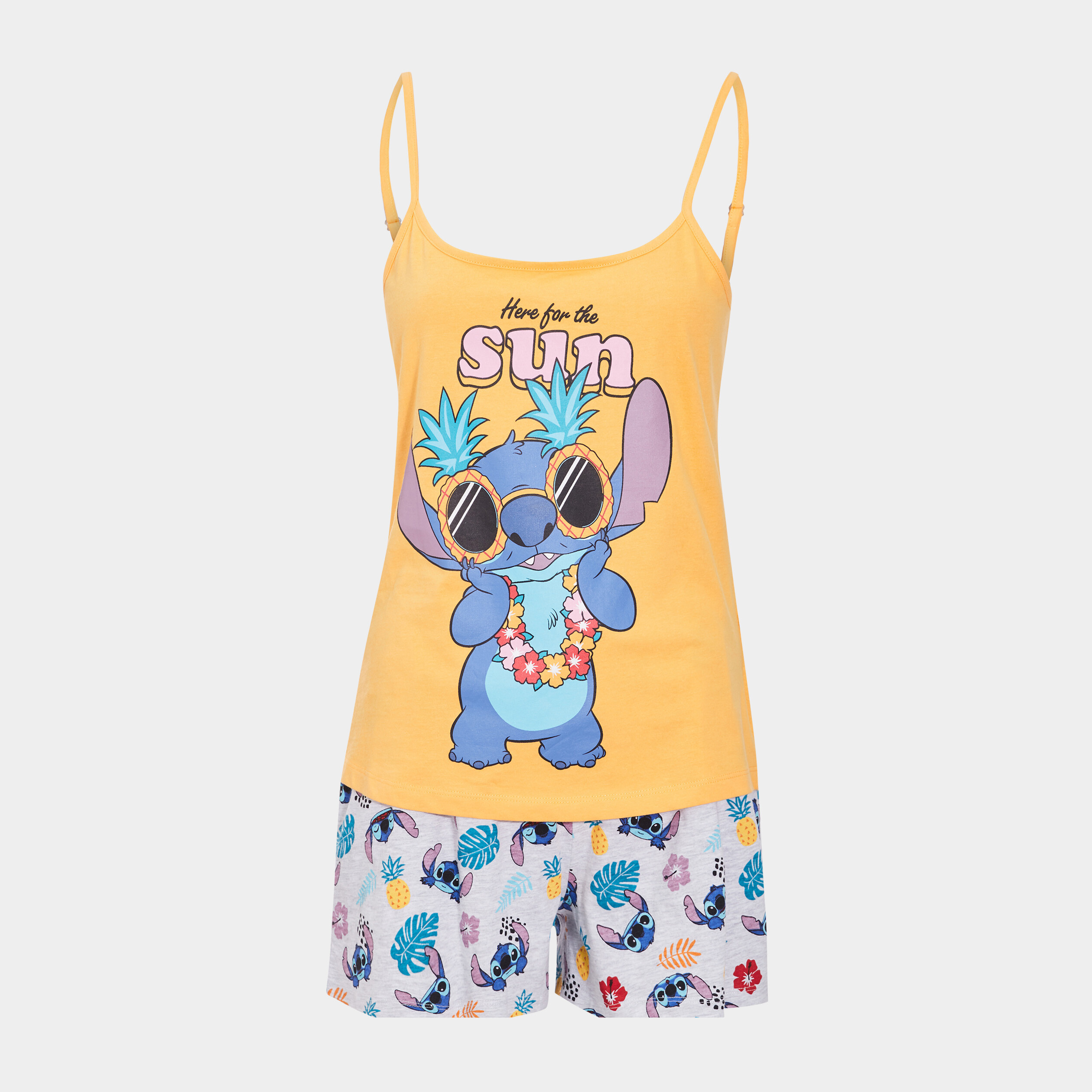 Ensemble pyjama 2 pièces Lilo et Stitch jaune moutarde femme | La Halle