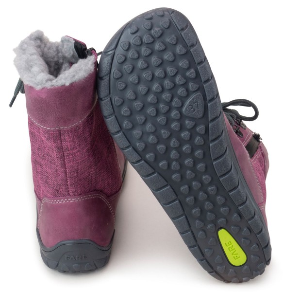 Fare Bare |vA ~ Schnürstiefel Leder Winter + Tex ~ Beere