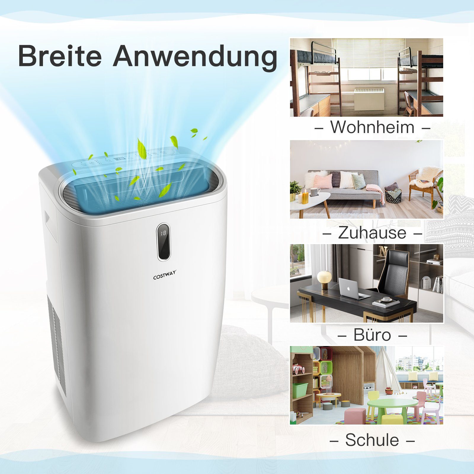 COSTWAY 4-in-1-Klimagerät, Heizlüfter 3,3 kW, 16000BTU/4,7 kW, für 117m³