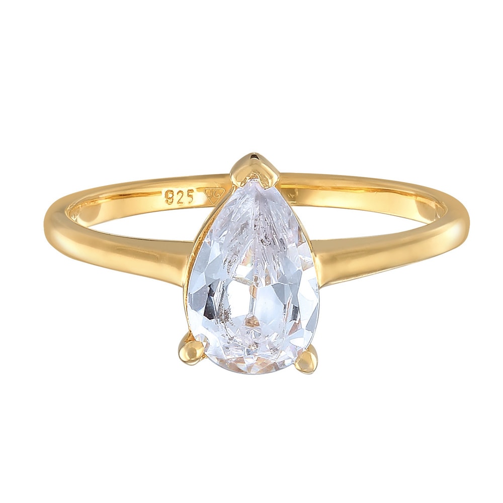 Elli Elli Bague Femmes Bague de fiançailles Solitaire Goutte avec Zirconia en argent s Bague