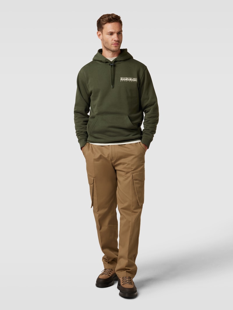 Hoodie mit Label-Print in olivgrün