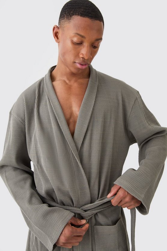 Leichter Loungewear-Morgenmantel in Waffeloptik