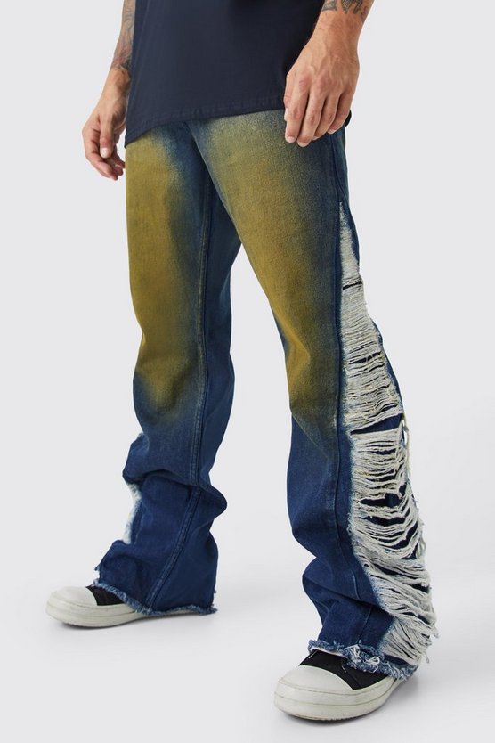 Lockere Schlagjeans mit extremen Rissen