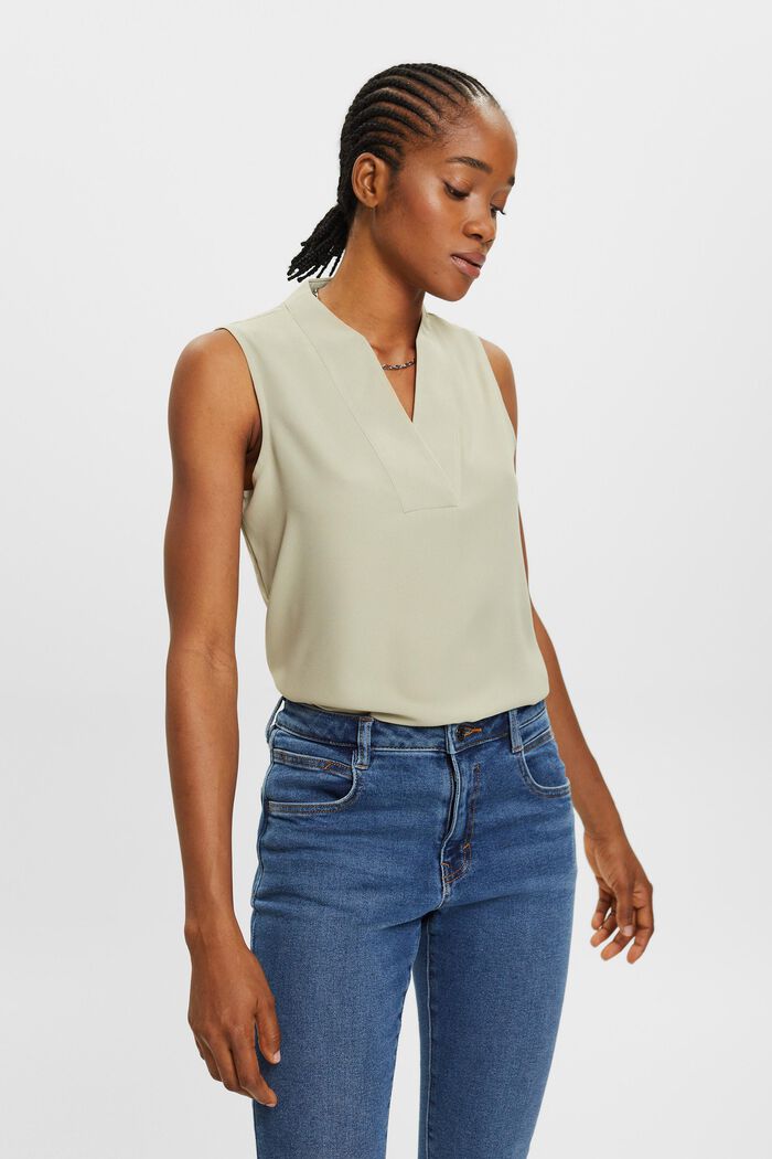 Ärmellose Bluse mit V-Ausschnitt