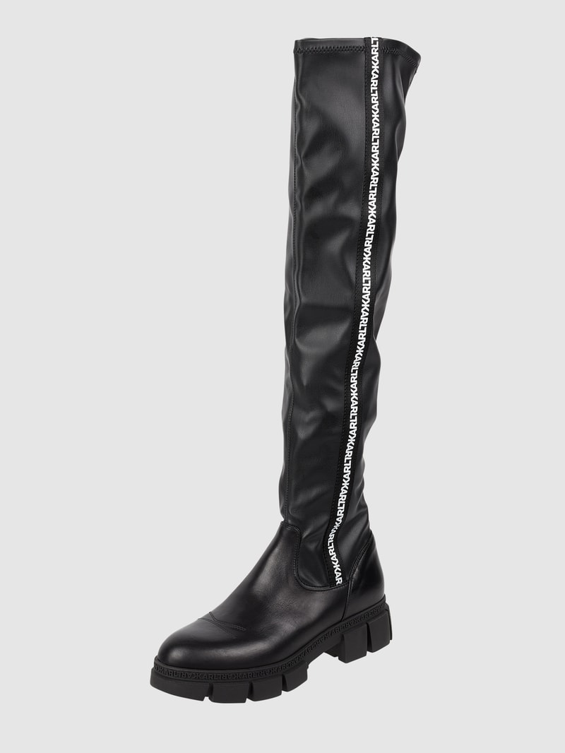 Overknees in Leder-Optik in schwarz