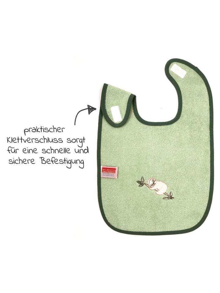 Wörner Riesen-Klettlätzchen 30 x 45 cm - Stickerei Faultier in gruen,motiv günstig kaufen onesize