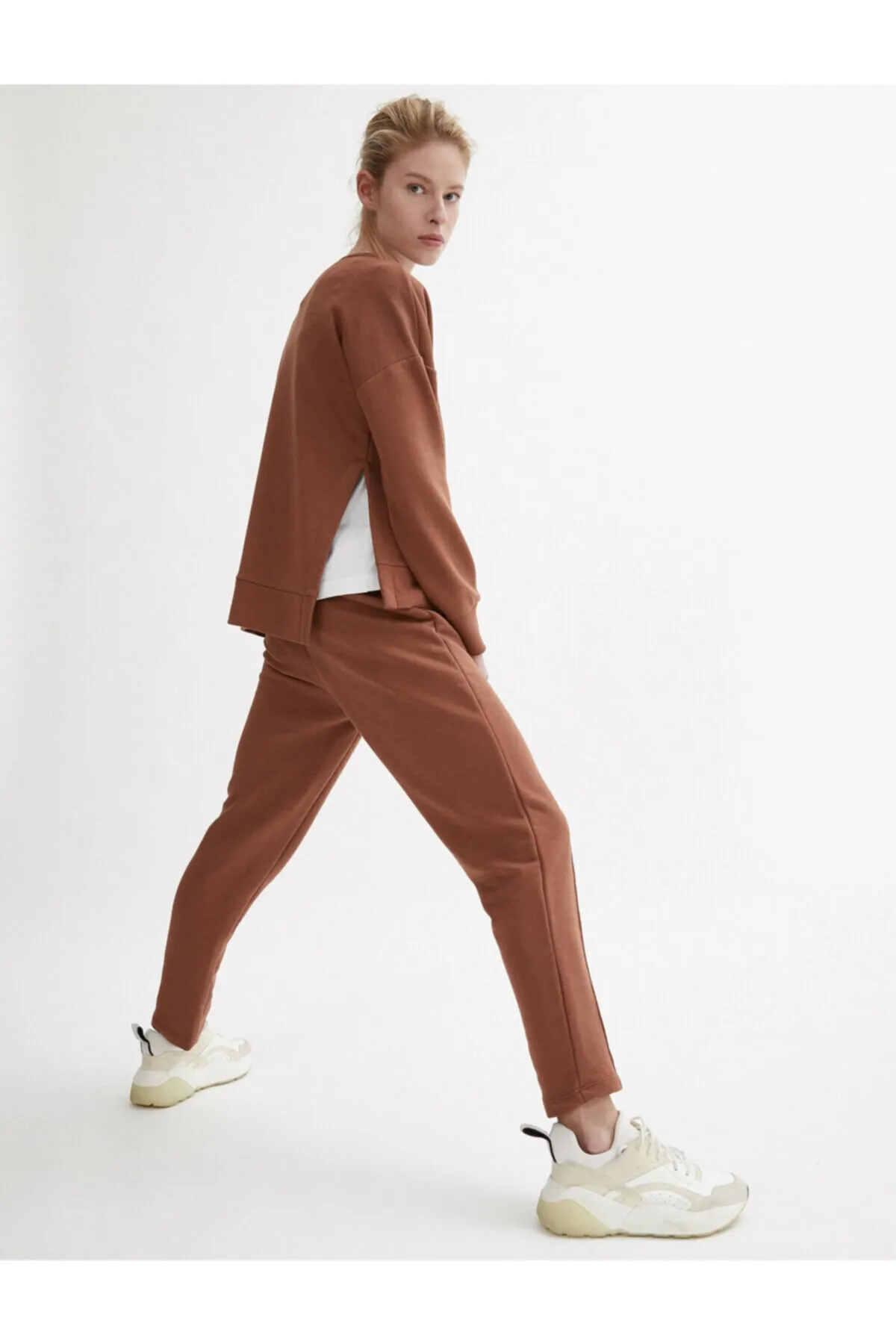 Koton  Damen-Jogginghose aus brauner Baumwolle