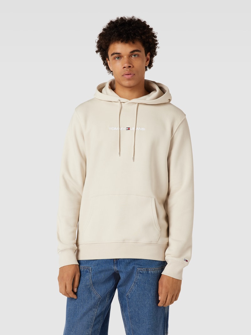 Hoodie mit Label-Stitching in beige