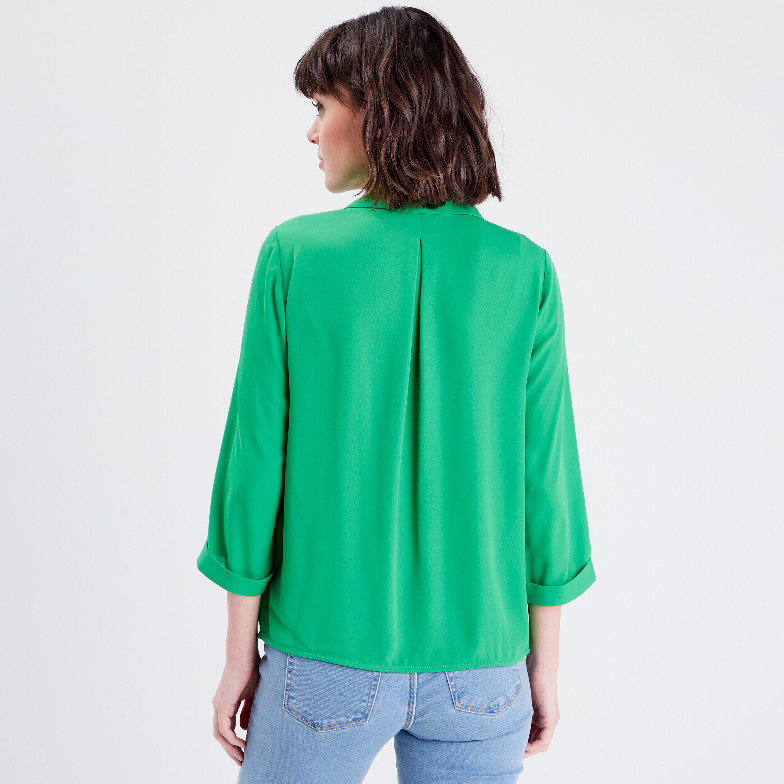 Blouse manches 3/4 vert femme | Cache Cache