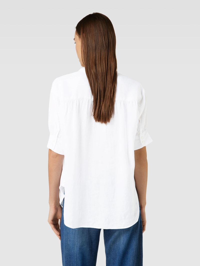 Blusenshirt aus Leinen mit Tunikakragen Modell 'RAYAN' in weiss
