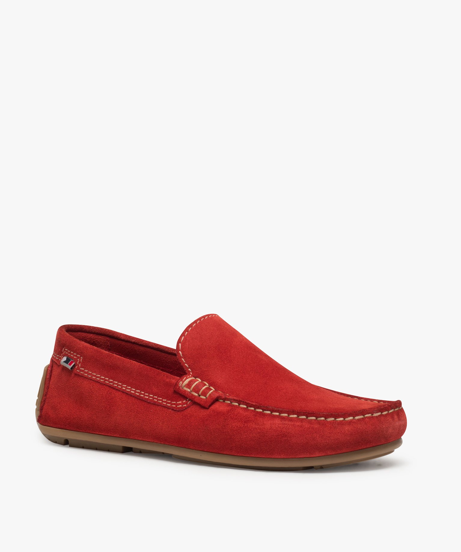 Mocassins homme unis dessus et intérieur cuir rouge | GEMO