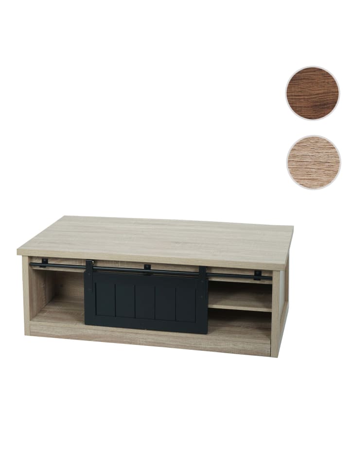 MCW Couchtisch K75 mit Schiebetüre und 6 Staufächer, Naturfarben günstig kaufen onesize