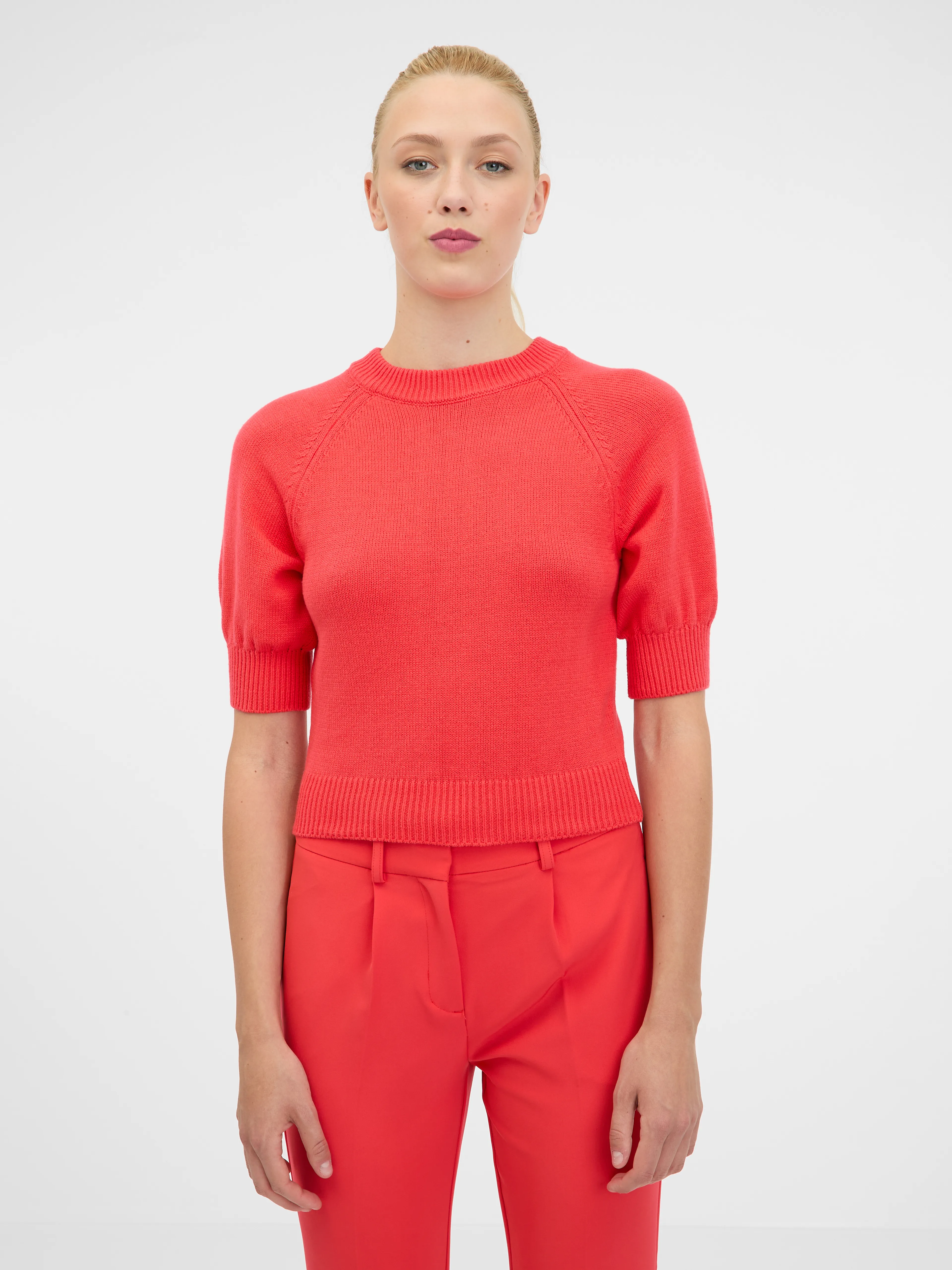 Roter Damen-Kurzarmpullover ORSAY