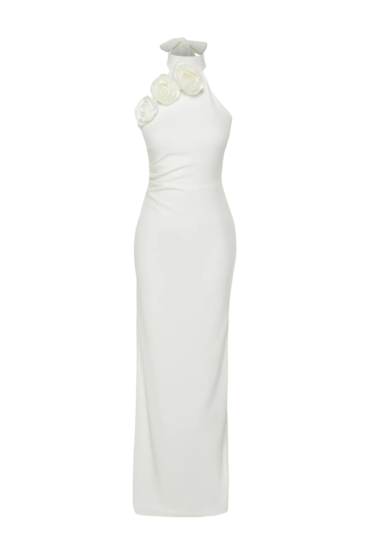 Trendyol Collection  Elegantes Braut-Abendkleid mit weißen Rosen und Details TPRSS24AE00011