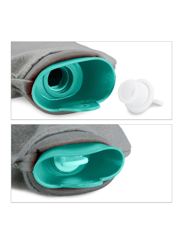 relaxdays Wärmflasche in Türkis/ Grau - 2 Liter günstig kaufen onesize