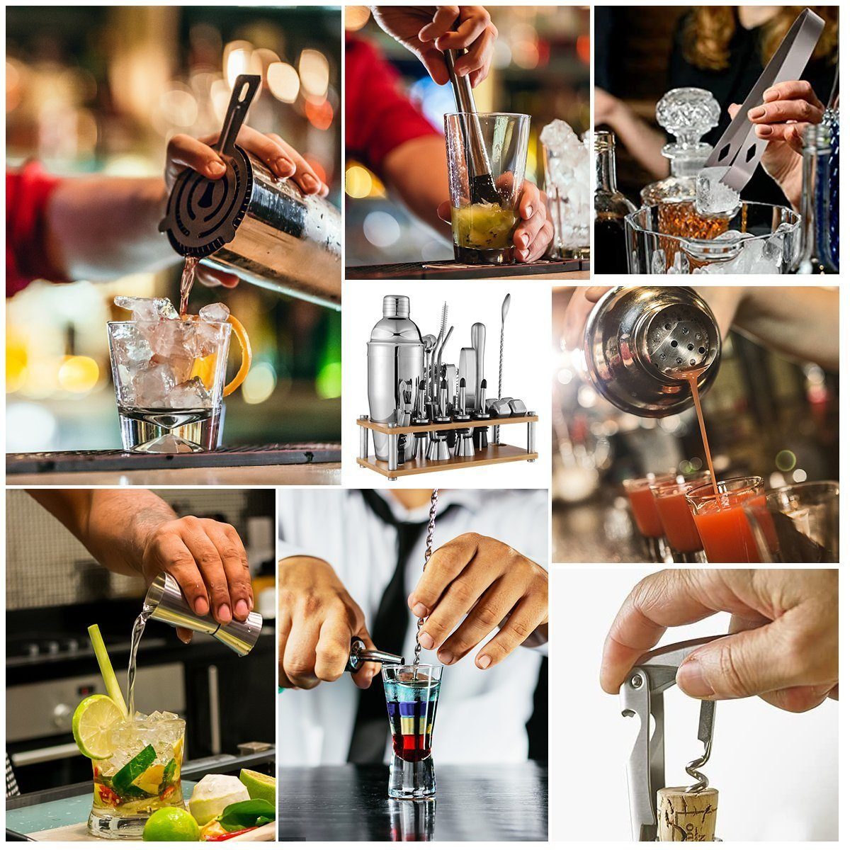 DOPWii Cocktail Shaker 750ML 23 Teiliges Edelstahl Barkeeper Kit