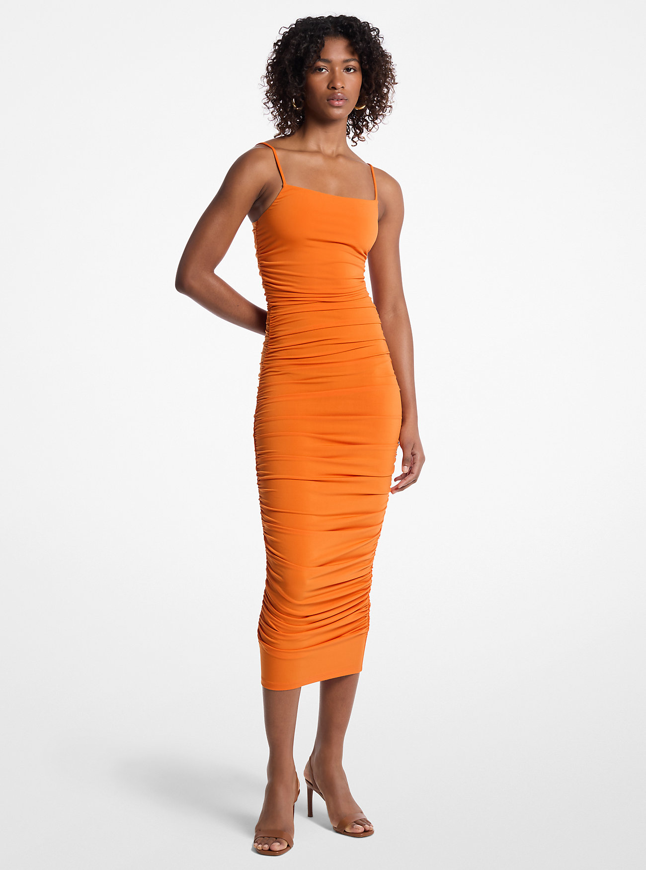 Ruched Stretch Matt Jersey Dress - LORANGE