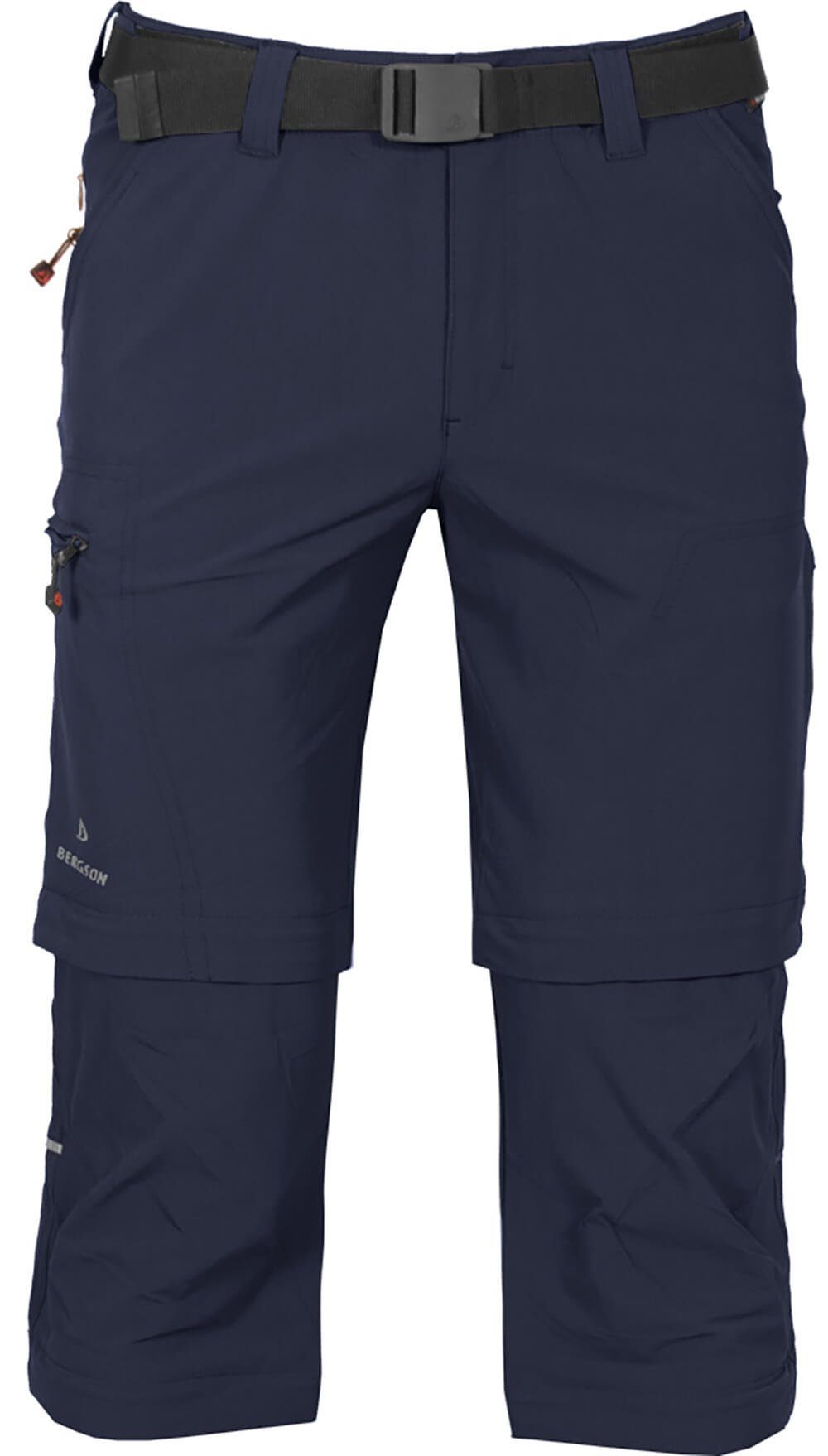 Bergson Zip-off-Hose QUEENSLAND Doppel Zipp-Off mit T-ZIPP Herren Wanderhose, vielseitig, pflegeleicht, Normalgrößen, peacoat blau