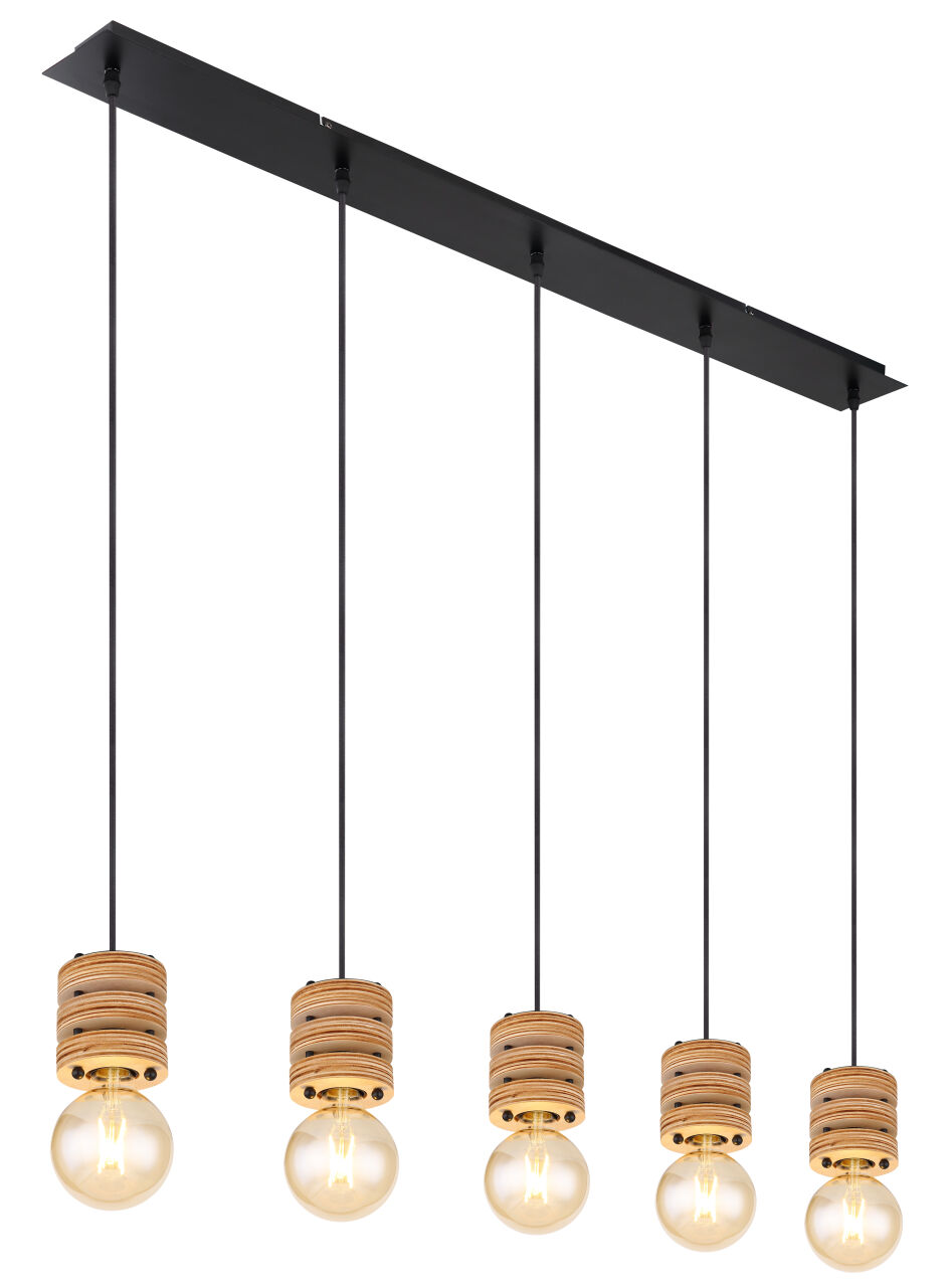 Globo Lighting - ANGELINE - Hängeleuchte Metall schwarz matt, 5x E27