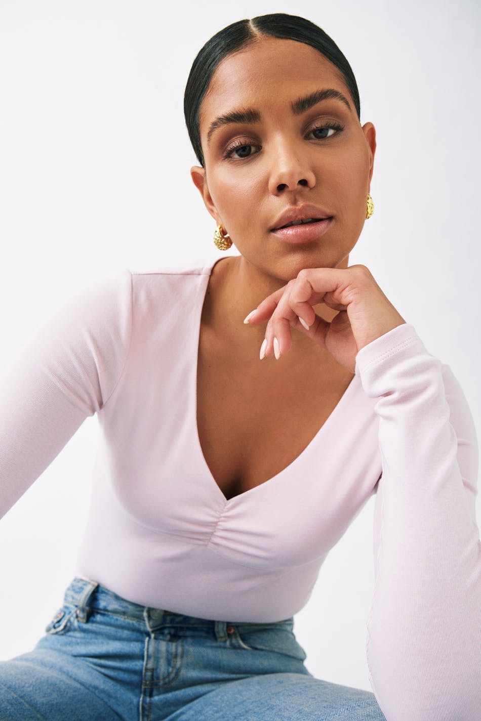 Long sleeve v-neck top