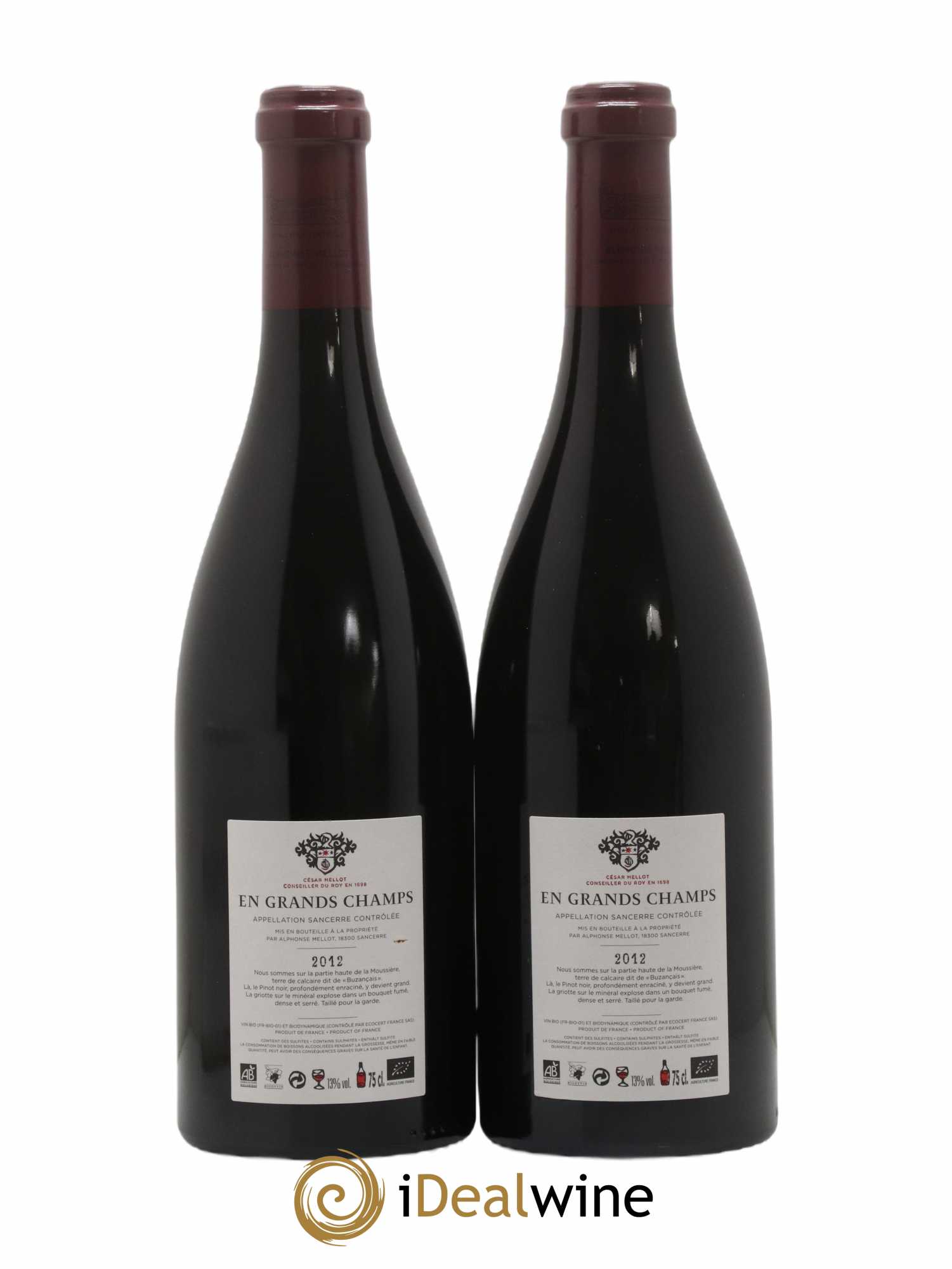 Sancerre En Grands Champs Alphonse Mellot  2012 - Lot de 2 Bouteilles
