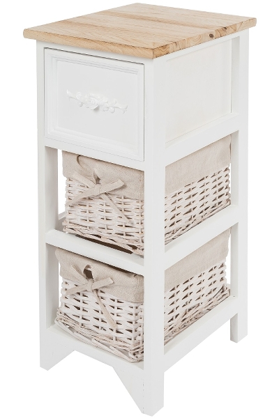 MyFlair Kommode mit einer Schublade und zwei Rattan Körben