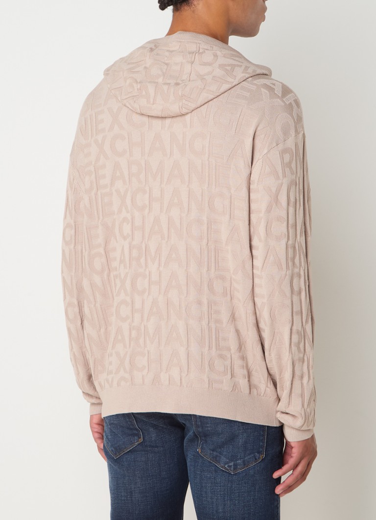 Felpa con cappuccio Armani Exchange in maglia fine con logo stampato