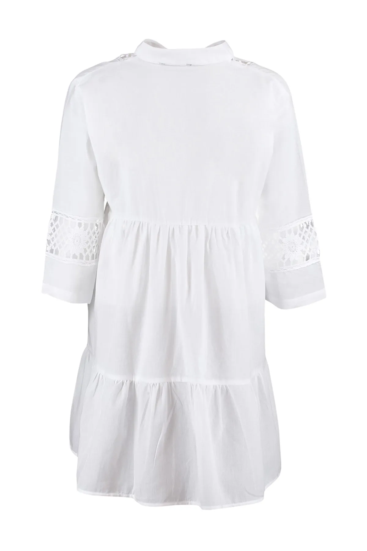 Trendyol Collection  Weißes Mini-Strandkleid mit gewebten Streifen, 100 % Baumwolle, TBESS20EL0854