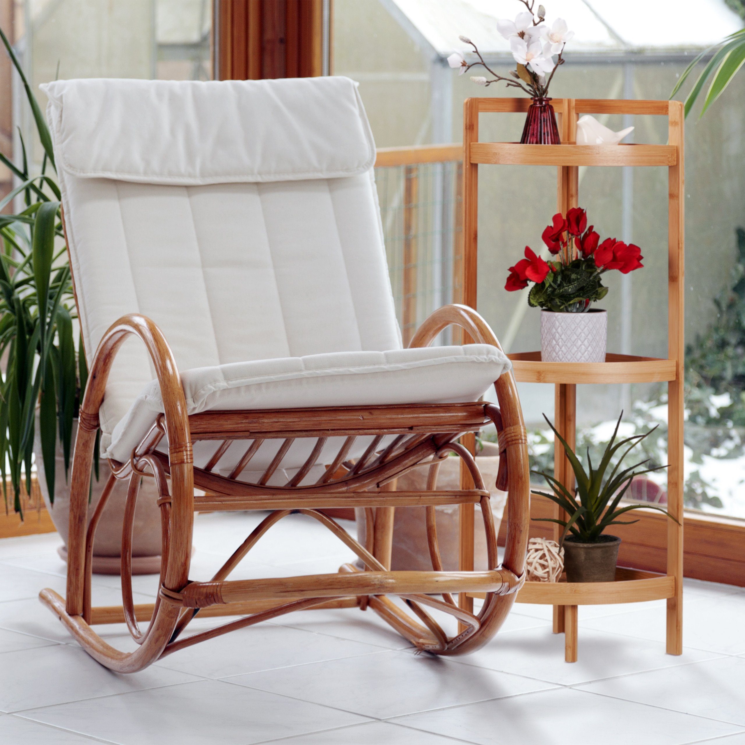 relaxdays Eckregal Bambus Eckregal mit 3 Ablagen