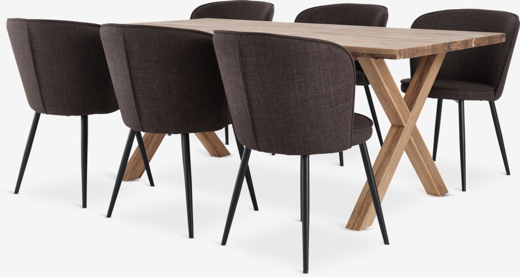 GRIBSKOV RISSKOV GRIBSKOV L230 eikebord 4 stk RISSKOV stol mørkebrun