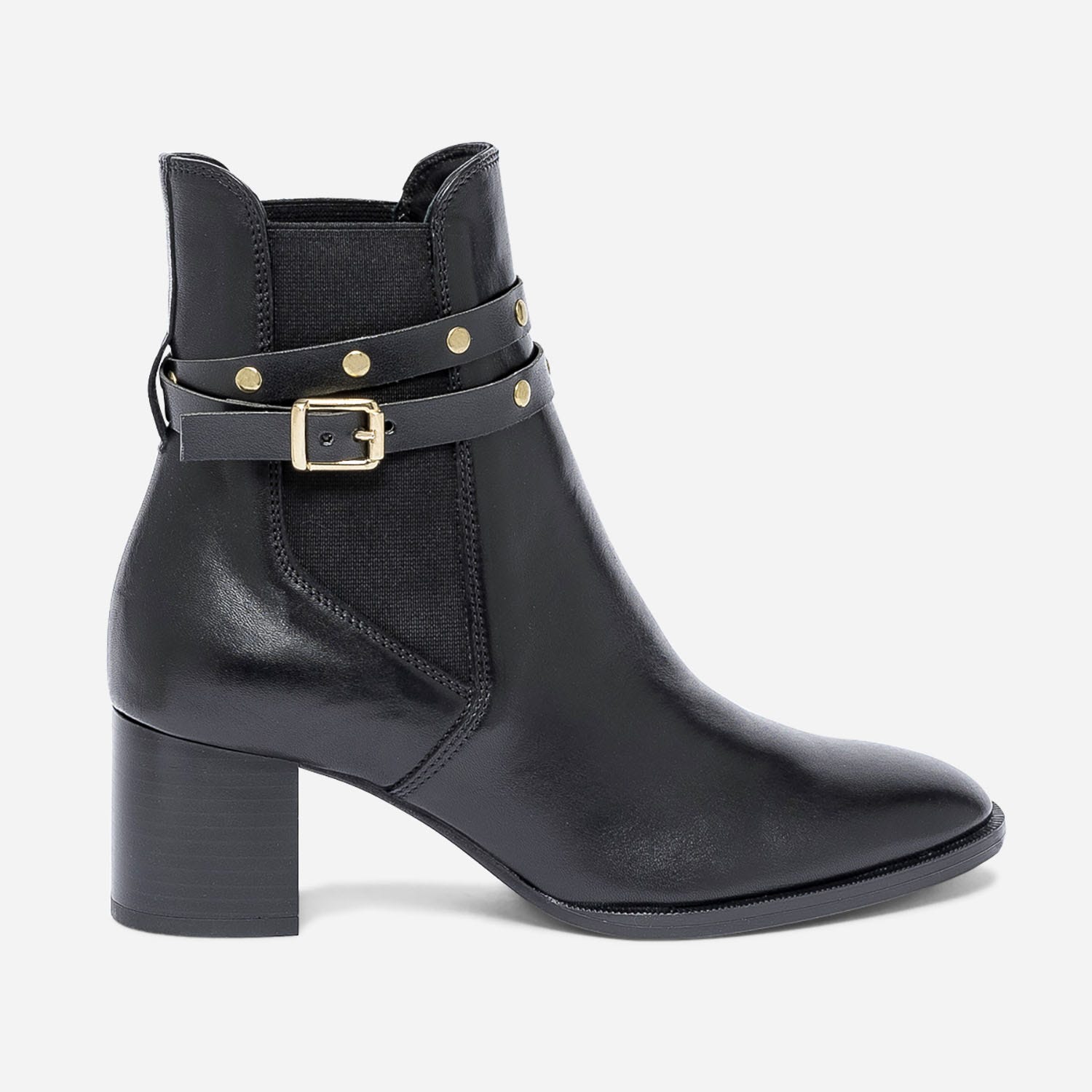 Chelsea boots noir en cuir éco-conçu à brides cloutées