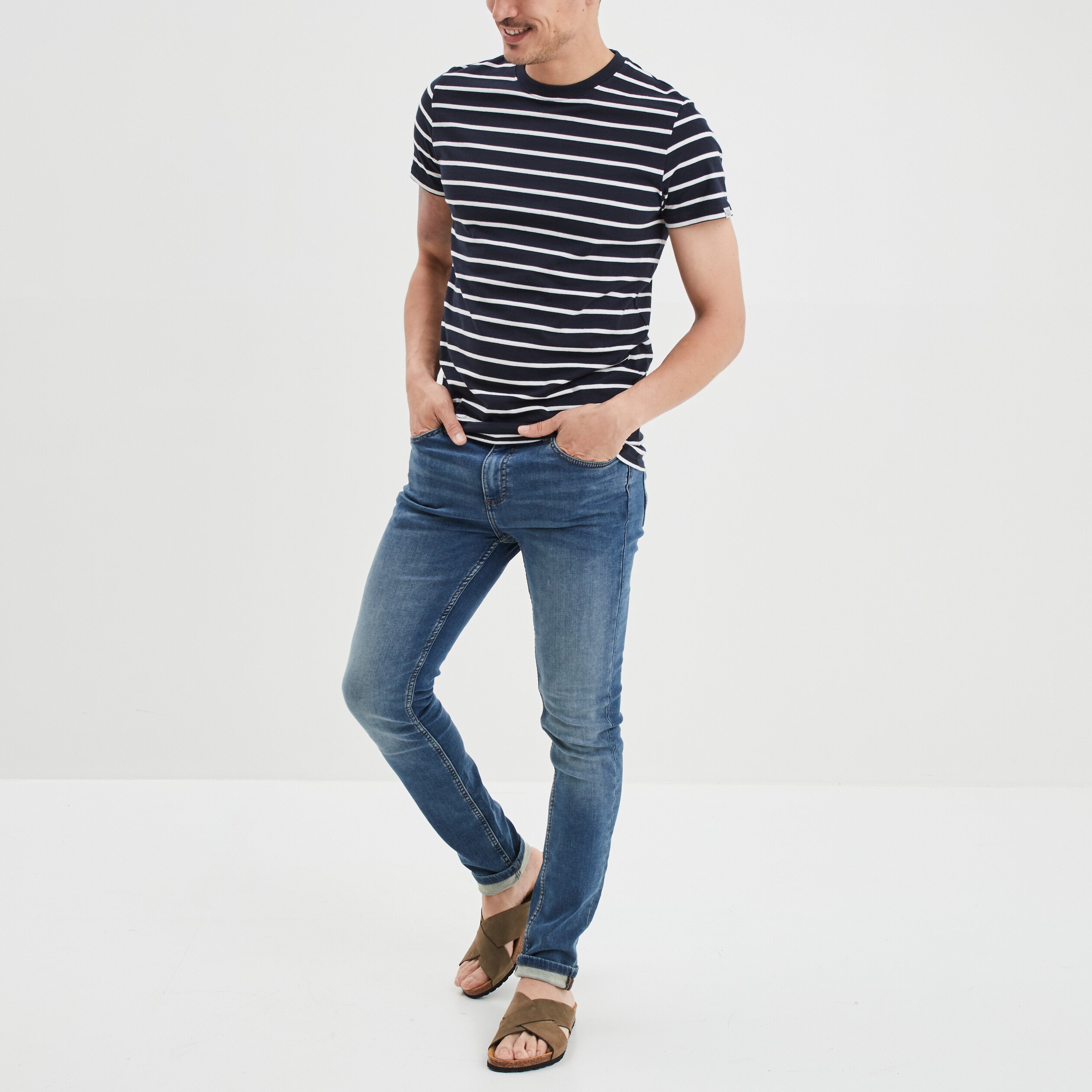 T-shirt col rond manches courtes Creeks ecru homme | La Halle