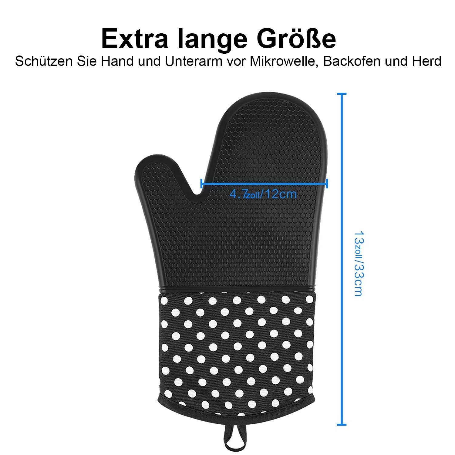 TOPMELON Topfhandschuhe 1 Paar Silikon Topfhandschuhe Küchen Ofenhandschuhe