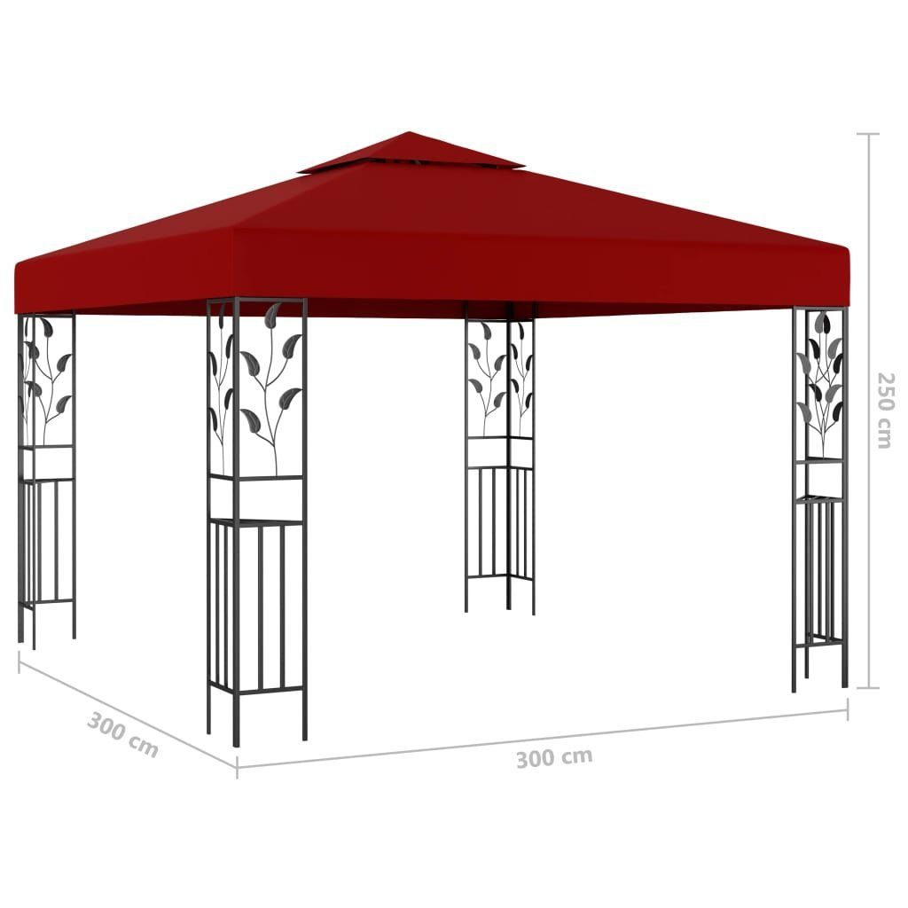 vidaXL Partyzelt Pavillon mit LED-Lichterkette 3x3 m Weinrot